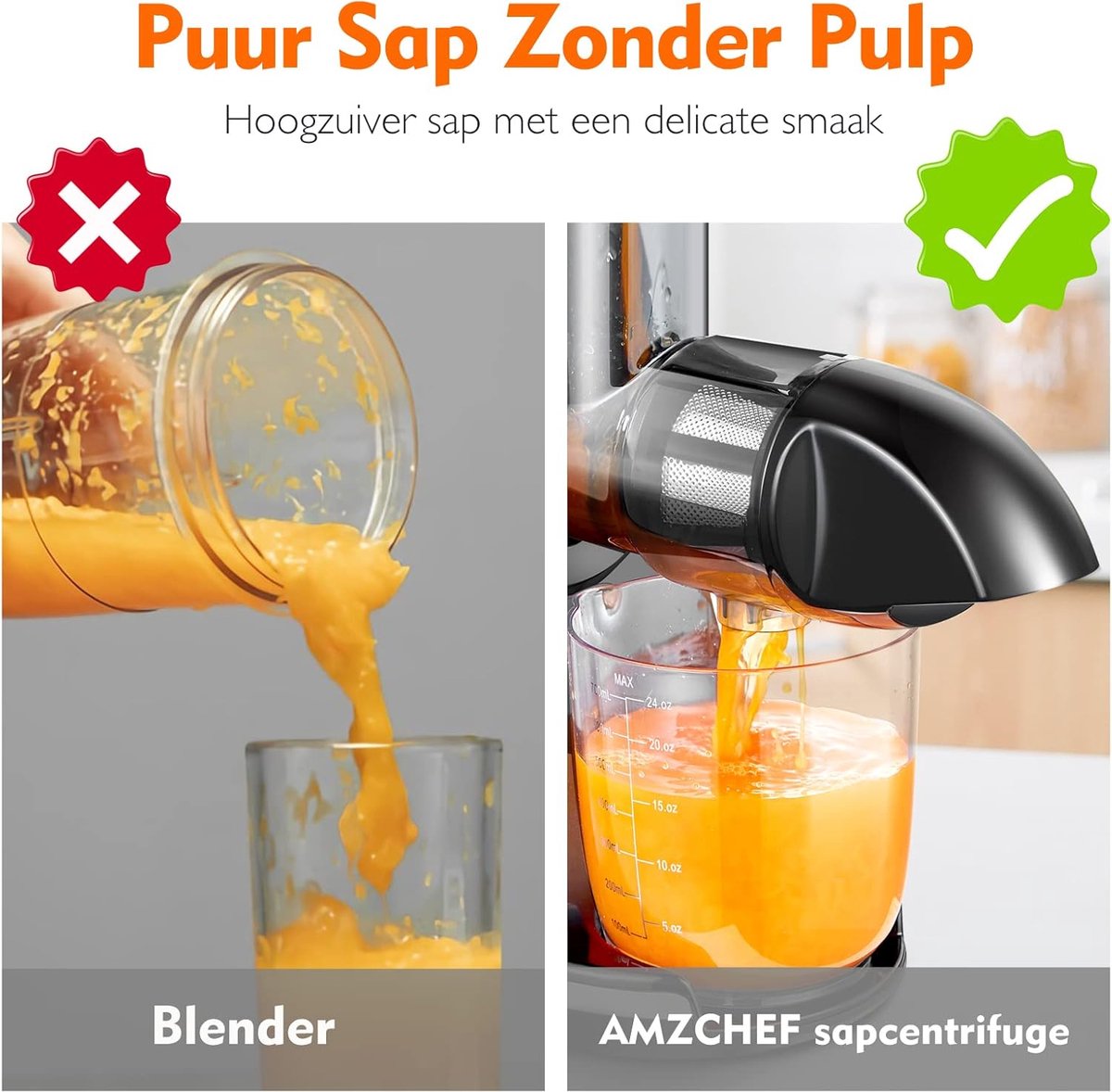 Koudpers Slow Juicer Masticerende Sapmachine Mintgroen A+++