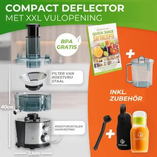 Nutrilovers QUICK-JUICER roestvrijstalen fruit- en groentepers XXL 800W