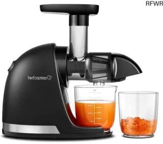 RFWR® Cold Press Slow Juicer Machine – Elektrische vruchtenpers voor groente en fruit – Zwart
