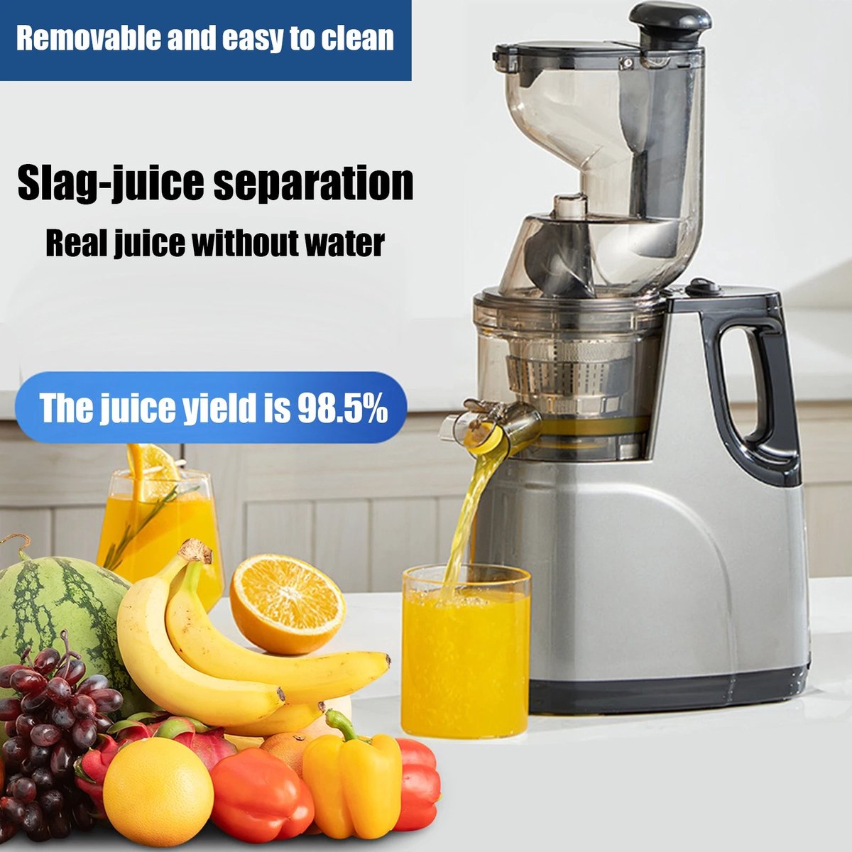 Sapcentrifuge Slow Juicer 500W met Grote Vulopening 8 cm