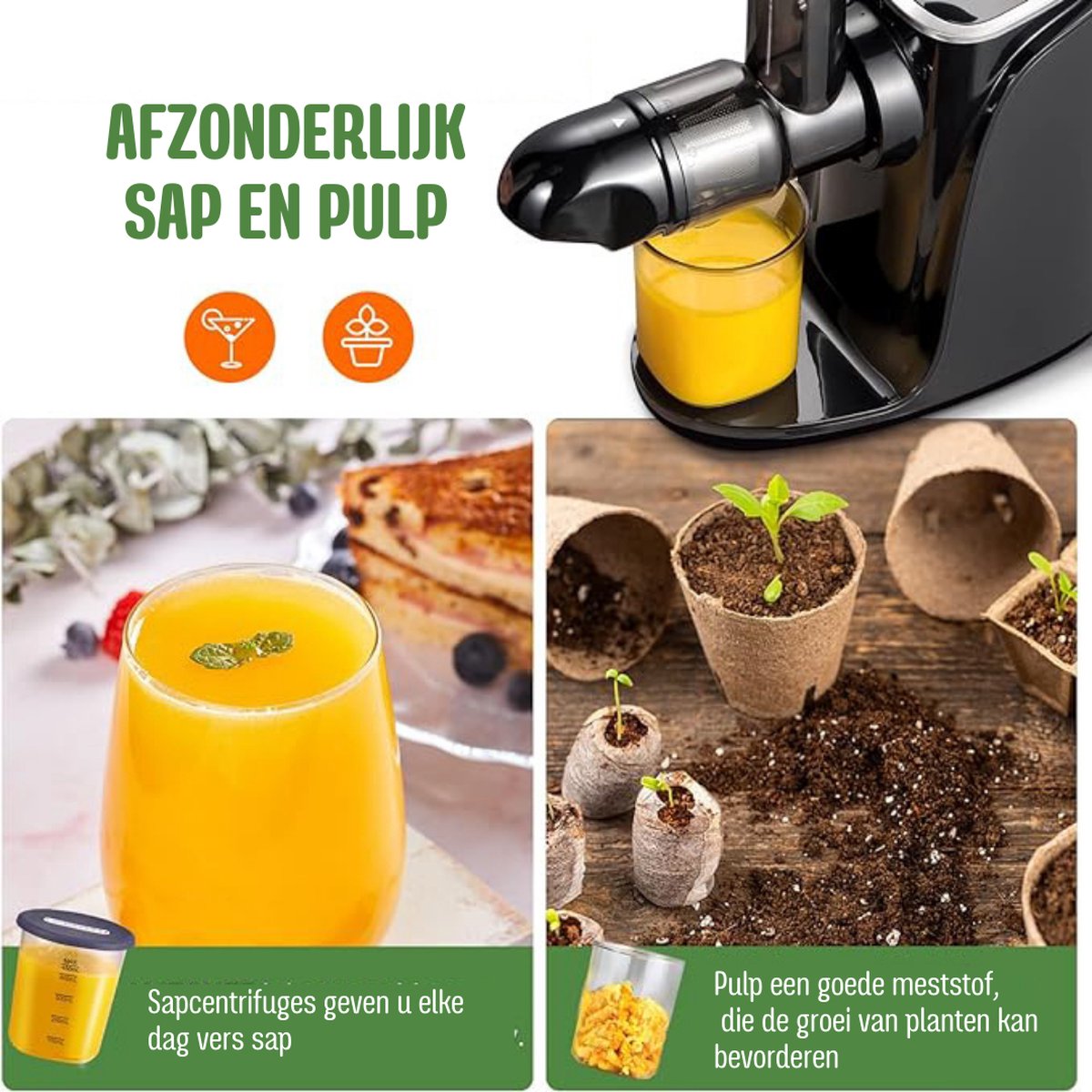 Sapcentrifuge Slowjuicer Zwart