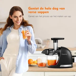 Sapmachine Slow Juicer Mat Zwart BPA-vrij met 2 Bekers