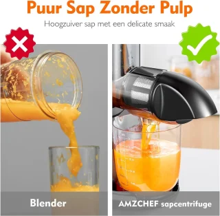 Sapmachine Slow Juicer Mat Zwart BPA-vrij met 2 Bekers