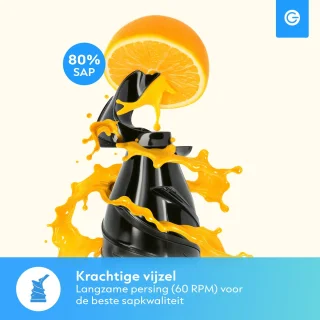 Silvergear Slowjuicer XL 1000ml Zwart