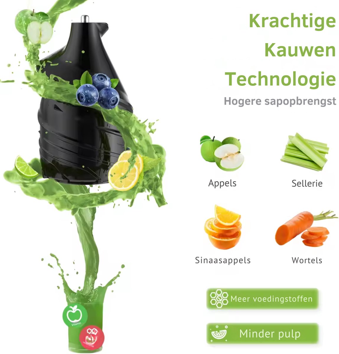 Slow Juicer Grijs 200W 75mm toevoergoot