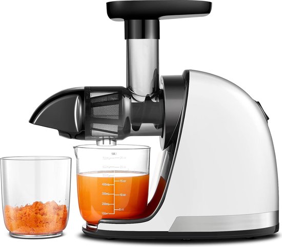Slow Juicer Machine Pure Wit A+++ inclusief 2 Bekers en Borstel