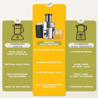 Slowjuicer 1000W Professioneel BPA-vrij RVS Sapcentrifuge