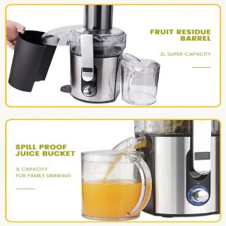 Slowjuicer 1000W Professioneel BPA-vrij RVS Sapcentrifuge