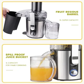 Slowjuicer 1000W Professioneel BPA-vrij RVS Sapcentrifuge