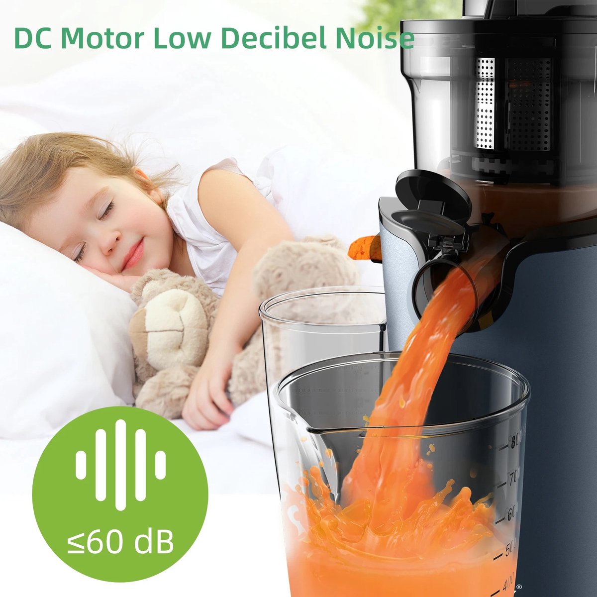 Slowjuicer 500ML Zwart - 200W Koude Pers