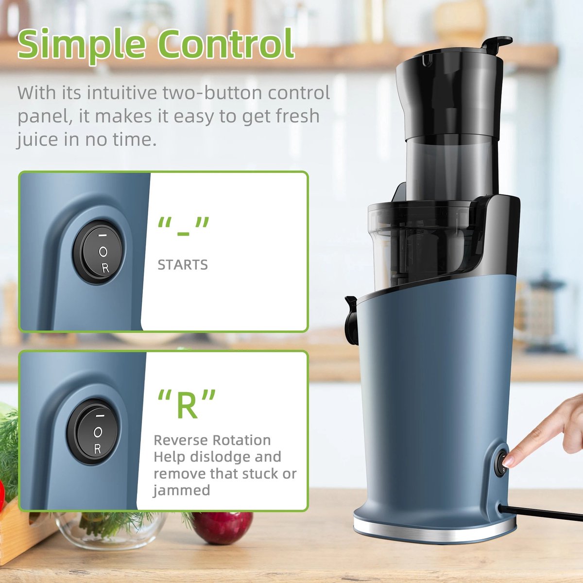 Slowjuicer 500ML Zwart - 200W Koude Pers