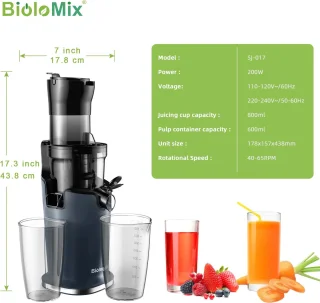 Slowjuicer 500ML Zwart - 200W Koude Pers