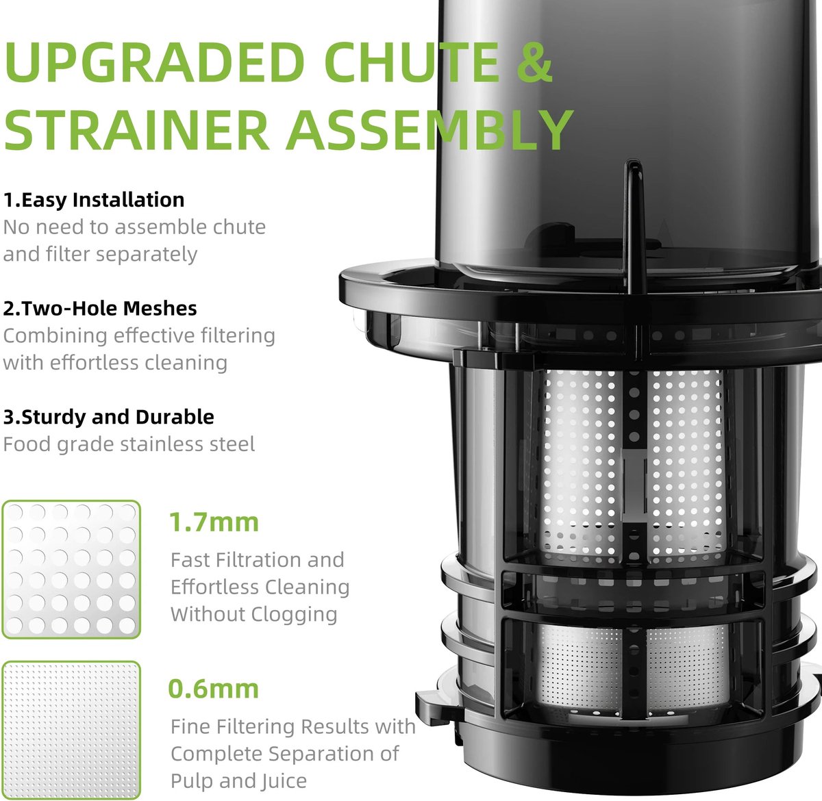 Slowjuicer 78mm Voedselinvoer 200W Juice Maker