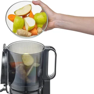 Slowjuicer BPA-vrij met pulpcontainer en grote vulopening
