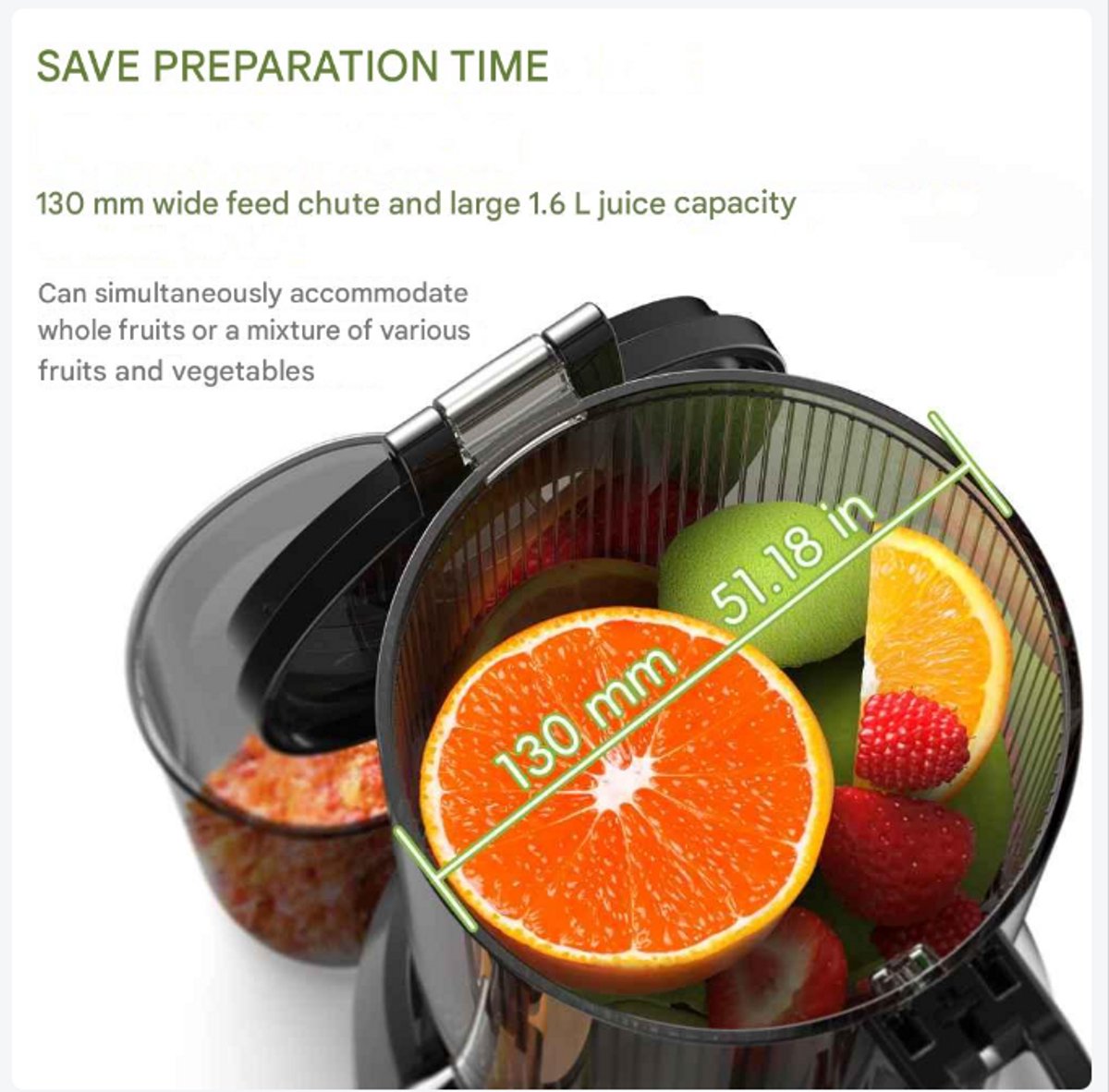 Slowjuicer Cold Press Juicer 1.8L 65 RPM BPA-vrij