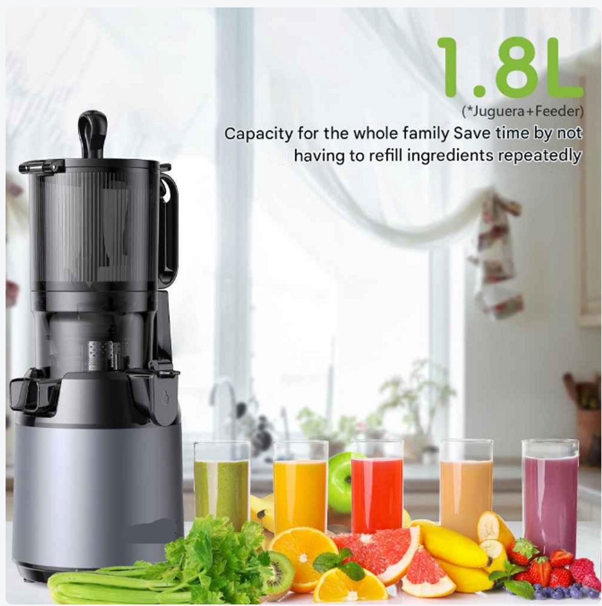 Slowjuicer Cold Press Juicer 1.8L 65 RPM BPA-vrij
