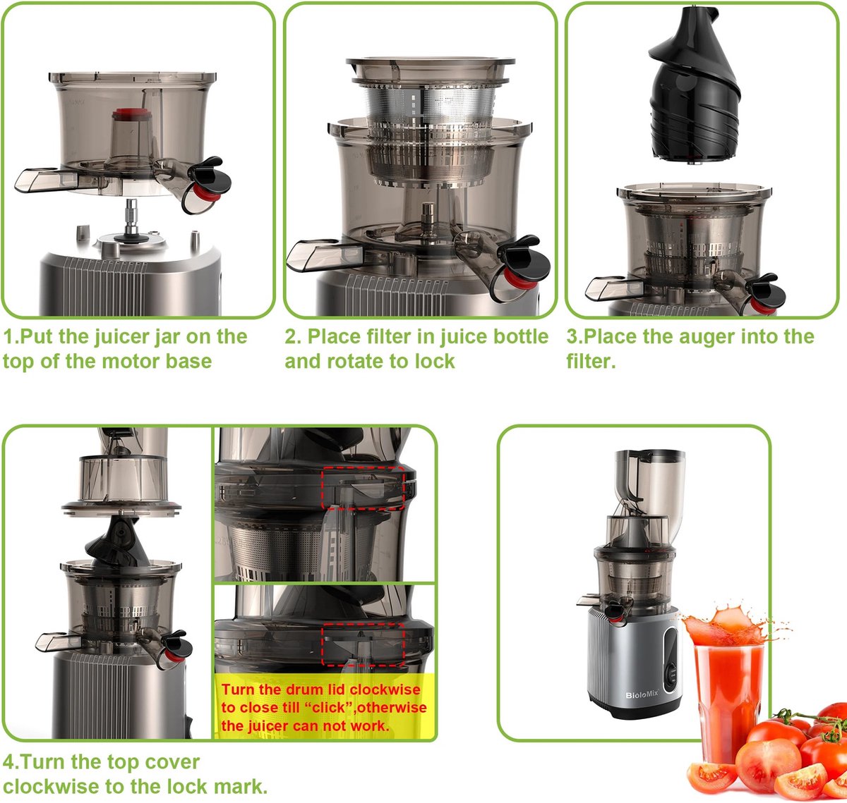 Slowjuicer Elektrisch Groenten en Fruit Blender Sapcentrifuge