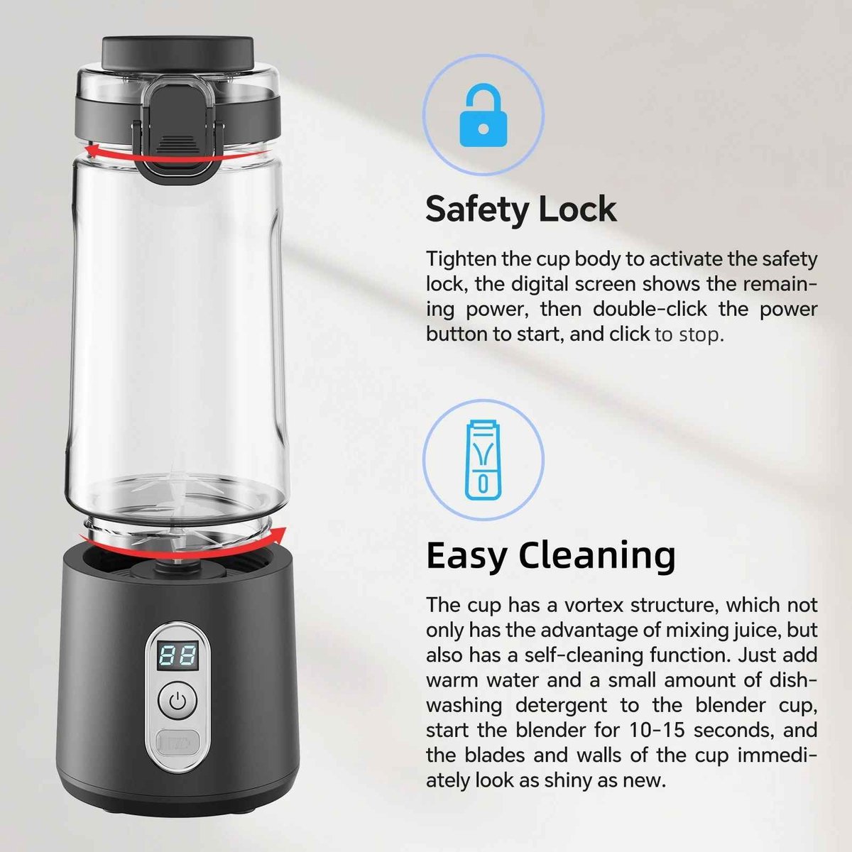 De Slowjuicer Elektrische Draagbare Juicer Cup Type-C in één oogopslag