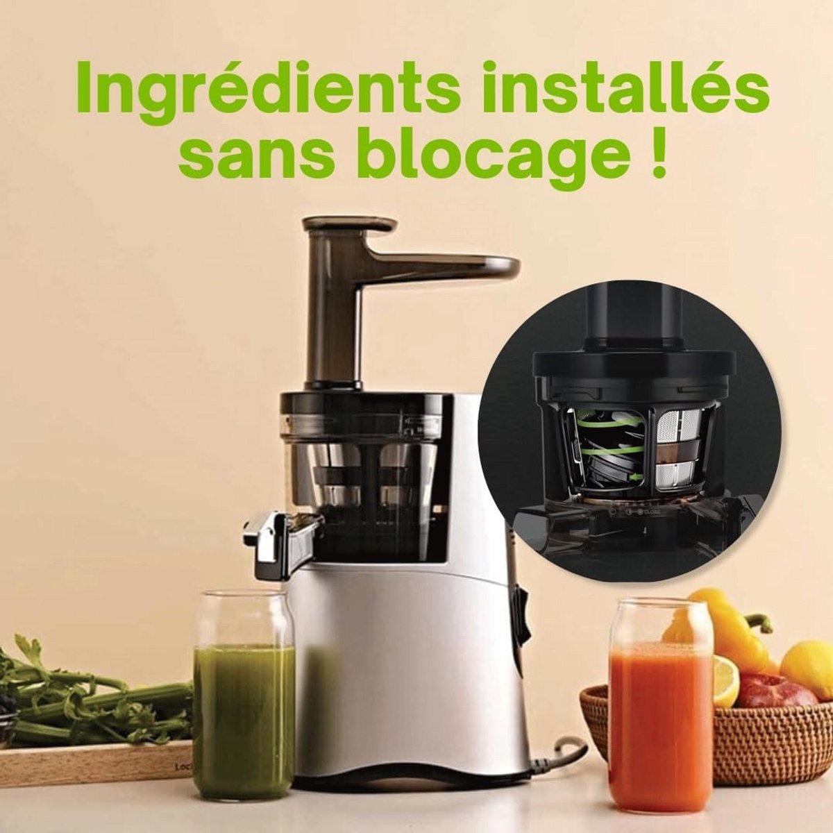 Slowjuicer Groenten- en Fruitpers BPA-vrij met Pulpcontainer