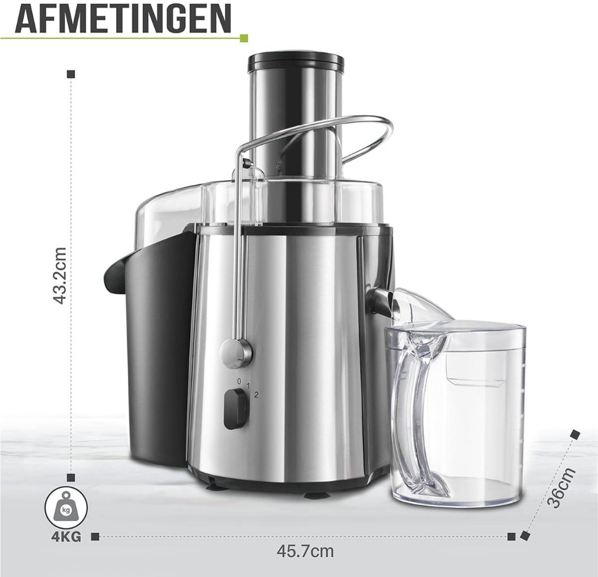 Slowjuicer Groenten en Fruitpers BPA Vrij Met Pulpcontainer