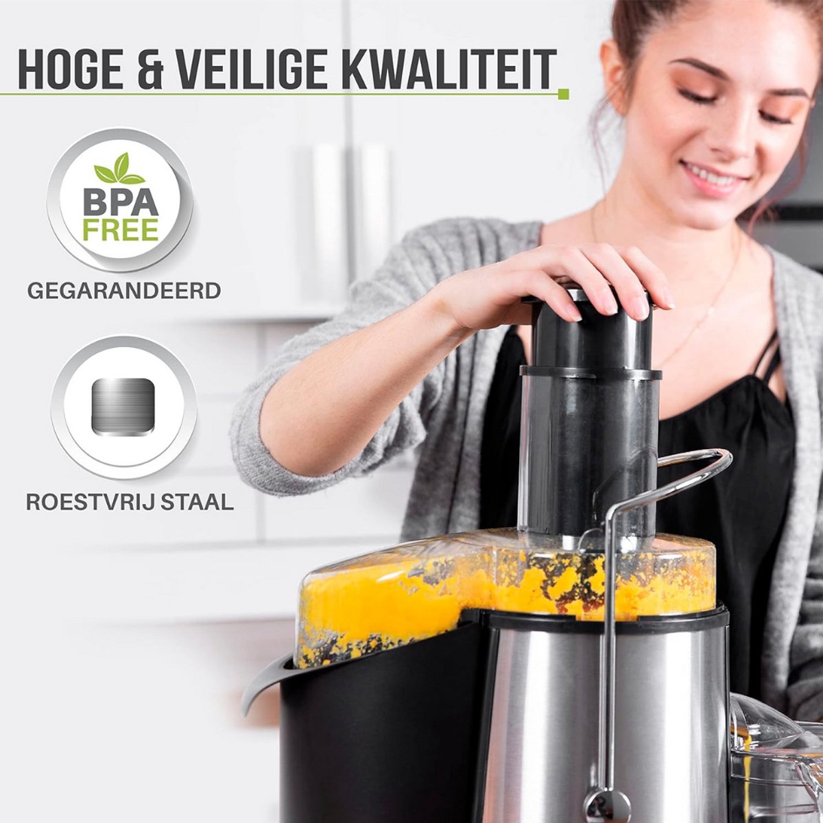 Slowjuicer Groenten en Fruitpers BPA Vrij Met Pulpcontainer