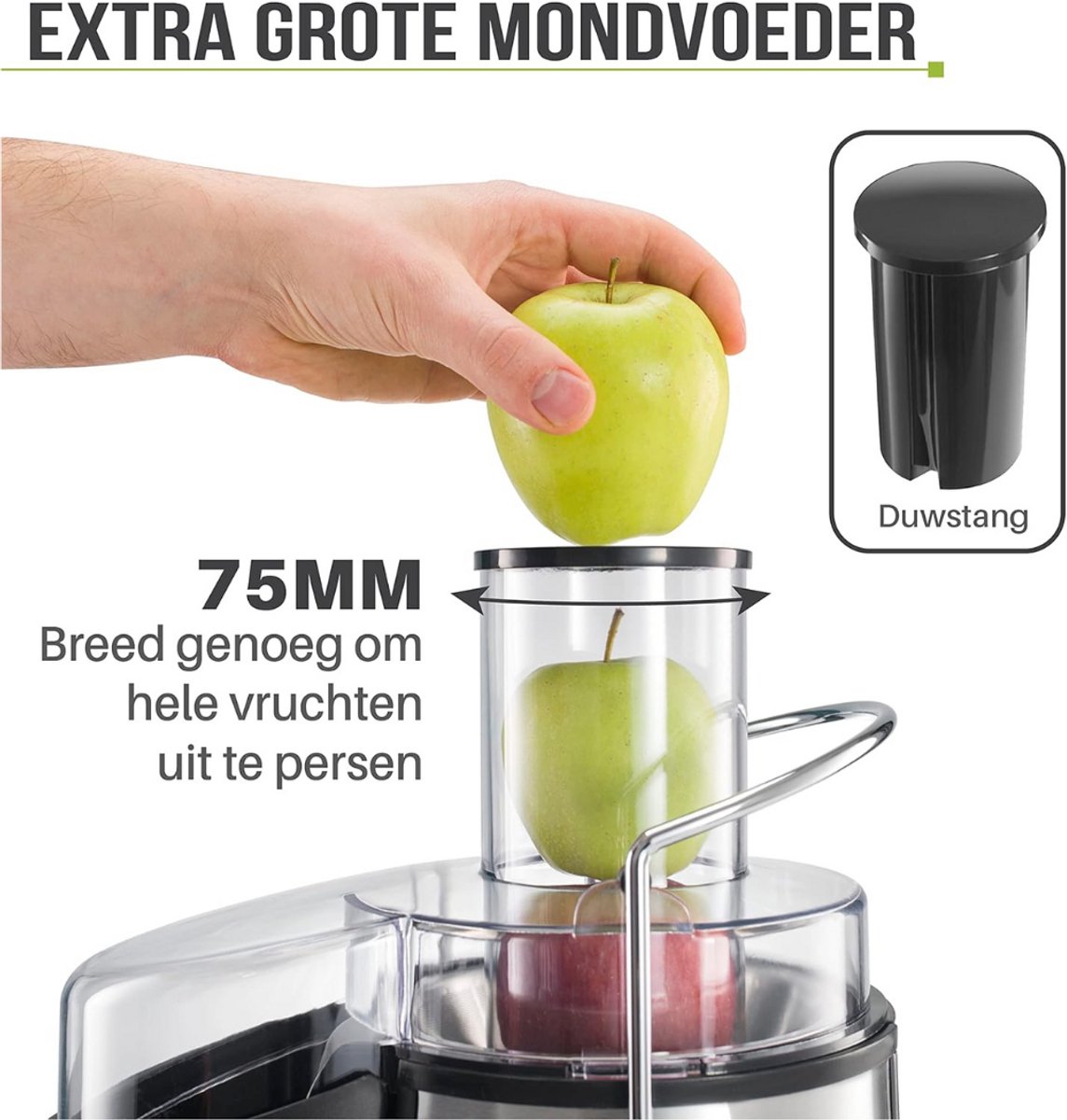 Slowjuicer Groenten en Fruitpers BPA Vrij Met Pulpcontainer