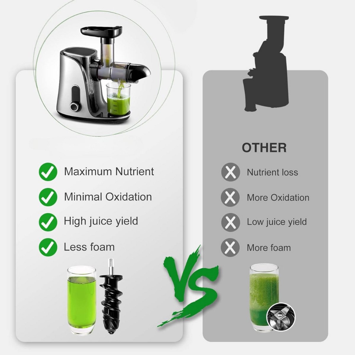 Slowjuicer Groenten- en Fruitpers BPA-vrij met Pulpcontainer