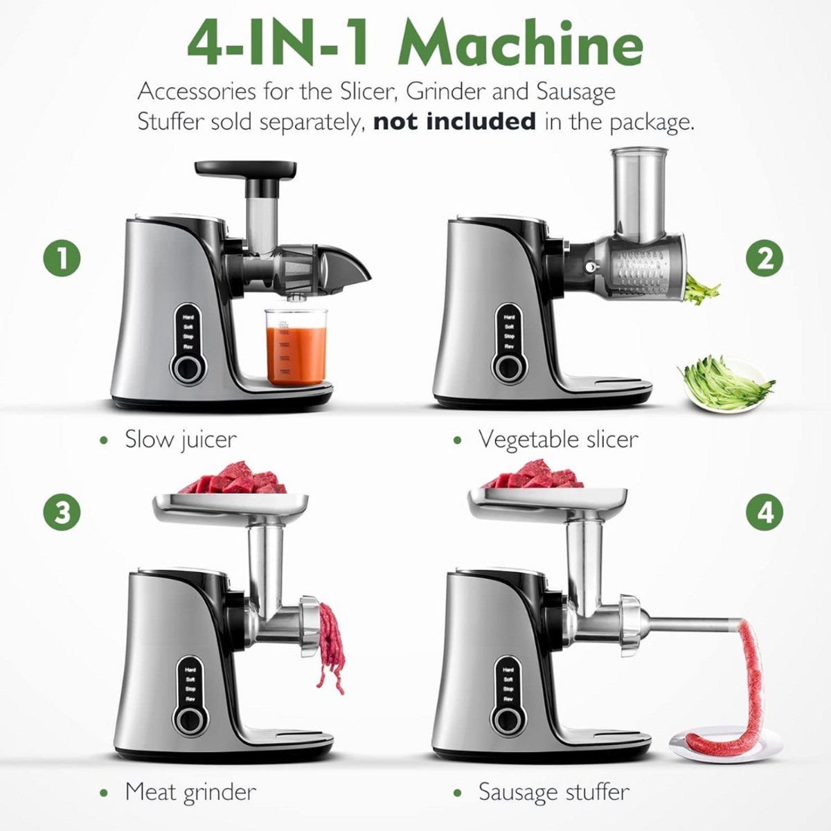 Slowjuicer Groenten- en Fruitpers BPA-vrij met Pulpcontainer