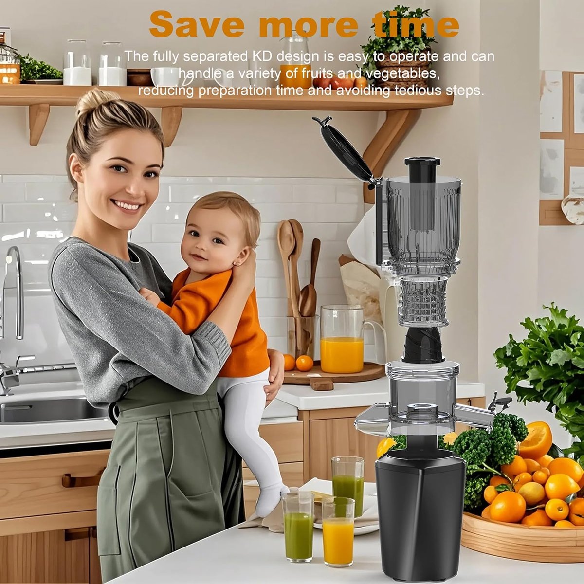 Slowjuicer Groenten- en Fruitpers BPA-vrij met Pulpcontainer