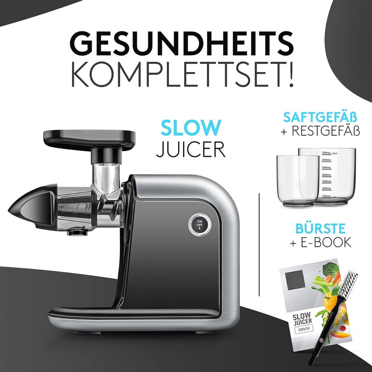 Slowjuicer Groenten- en Fruitpers BPA-vrij met Pulpcontainer