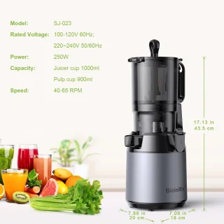 Slowjuicer Juice Maker 130mm Brede Vulopening BPA-vrij