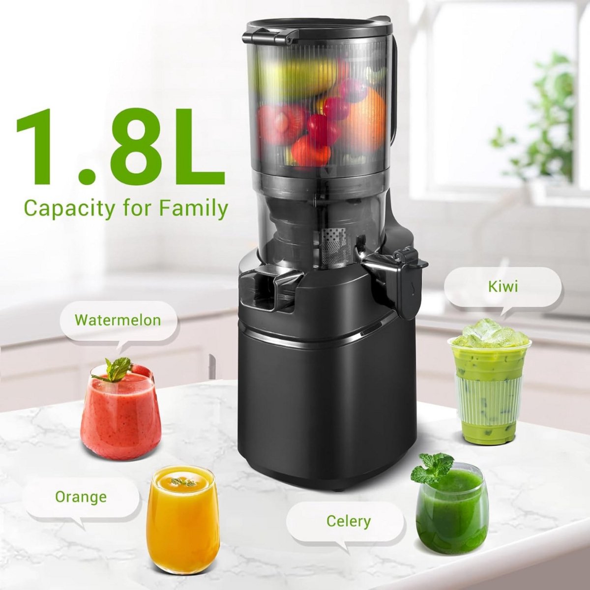 Slowjuicer Juicer Groenten Fruitpers BPA Vrij Met Pulpcontainer
