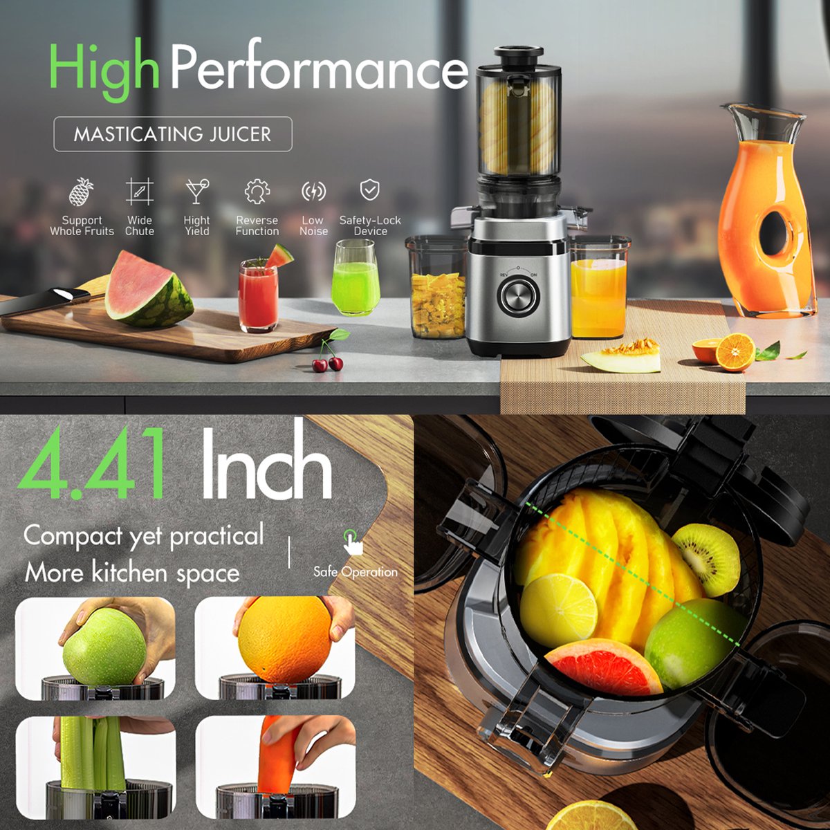 Slowjuicer Professional 1.8L 350W Zilver
