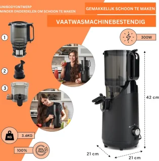 Slowjuicer XL 1.8L elektrisch sapcentrifuge en persmachine