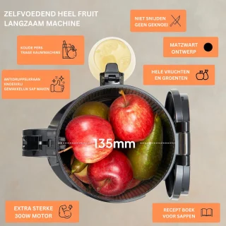 Slowjuicer XL 1.8L elektrisch sapcentrifuge en persmachine