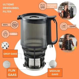Slowjuicer XL 1.8L elektrisch sapcentrifuge en persmachine