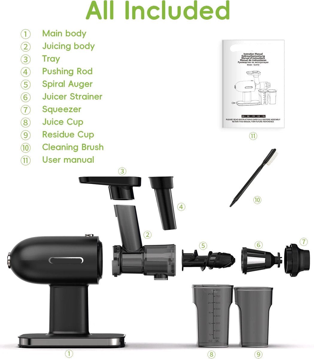 Slowjuicer Zwart - Sapcentrifuge en Blender