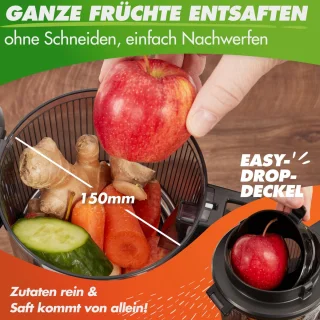 SnelShoppen - Slow Juicer NUTRI-PRESS MAX+ - Zwart - Professionele Sapcentrifuge voor Gezonde Sappen, Stille Motor, Makkelijk Schoon te Maken, Perfect