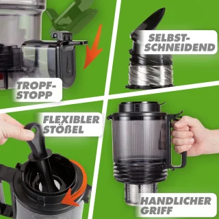 SnelShoppen - Slow Juicer NUTRI-PRESS MAX+ - Zwart - Professionele Sapcentrifuge voor Gezonde Sappen, Stille Motor, Makkelijk Schoon te Maken, Perfect