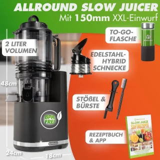 SnelShoppen - Slow Juicer NUTRI-PRESS MAX+ - Zwart - Professionele Sapcentrifuge voor Gezonde Sappen, Stille Motor, Makkelijk Schoon te Maken, Perfect