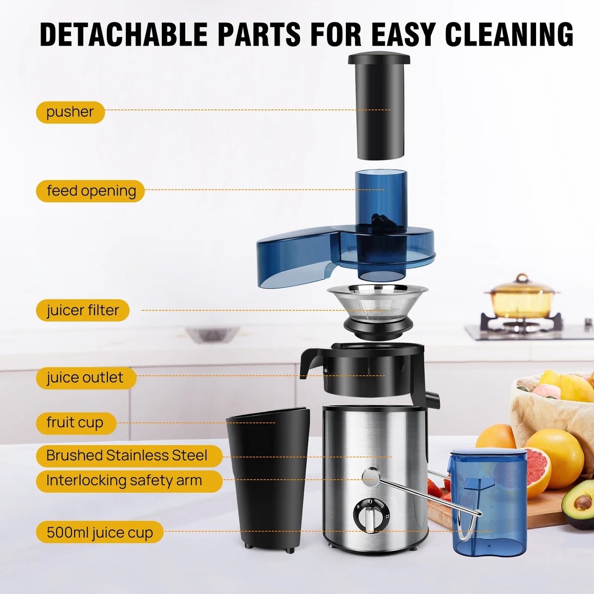 Stemily Slowjuicer Sapcentrifuge RVS 500ML