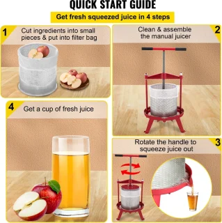 Vevor Handfruitwijnpers 14L RVS Rood