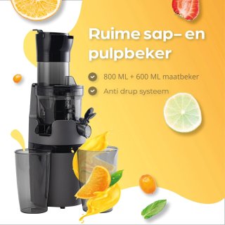 V&M Healthy Slowjuicer Antraciet 800 ml