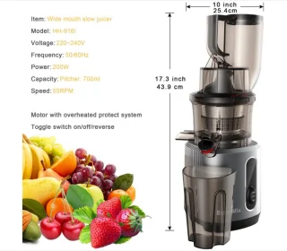 WNHB Slowjuicer Cold Press Sapcentrifuge 200W Groot Formaat