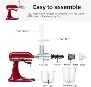 WNHB® Slowjuicer opzetstuk voor KitchenAid keukenmachine wit