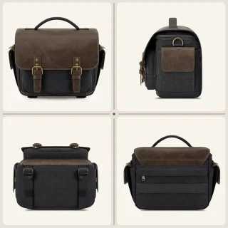 Cameratas, Kleine Cameratas voor DSLR/SLR/Spiegelloze Camera's, Vintage Canvas Schoudertas voor Fotografen met Waterdichte Regenhoes en Statiefhouder