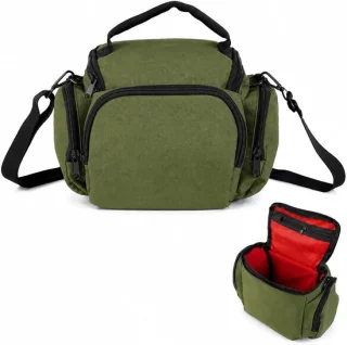 Groene Oxford cameratas met schouderriem