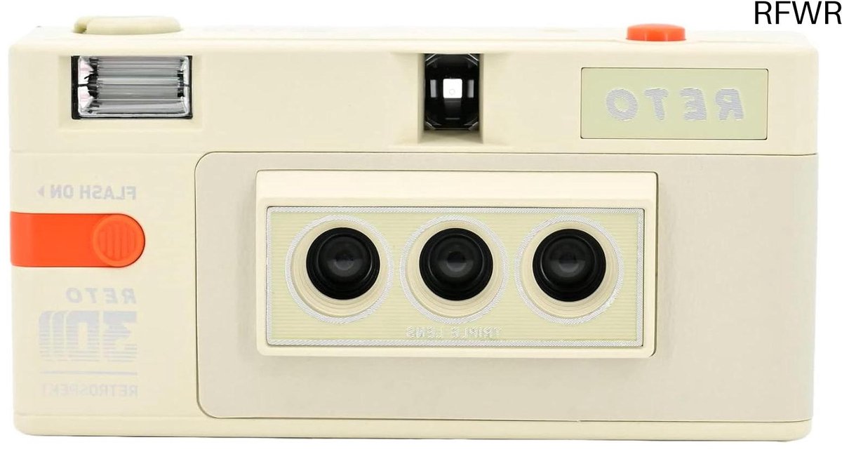 De RFWR 35mm 3D-filmcamera met ingebouwde flitser in één oogopslag