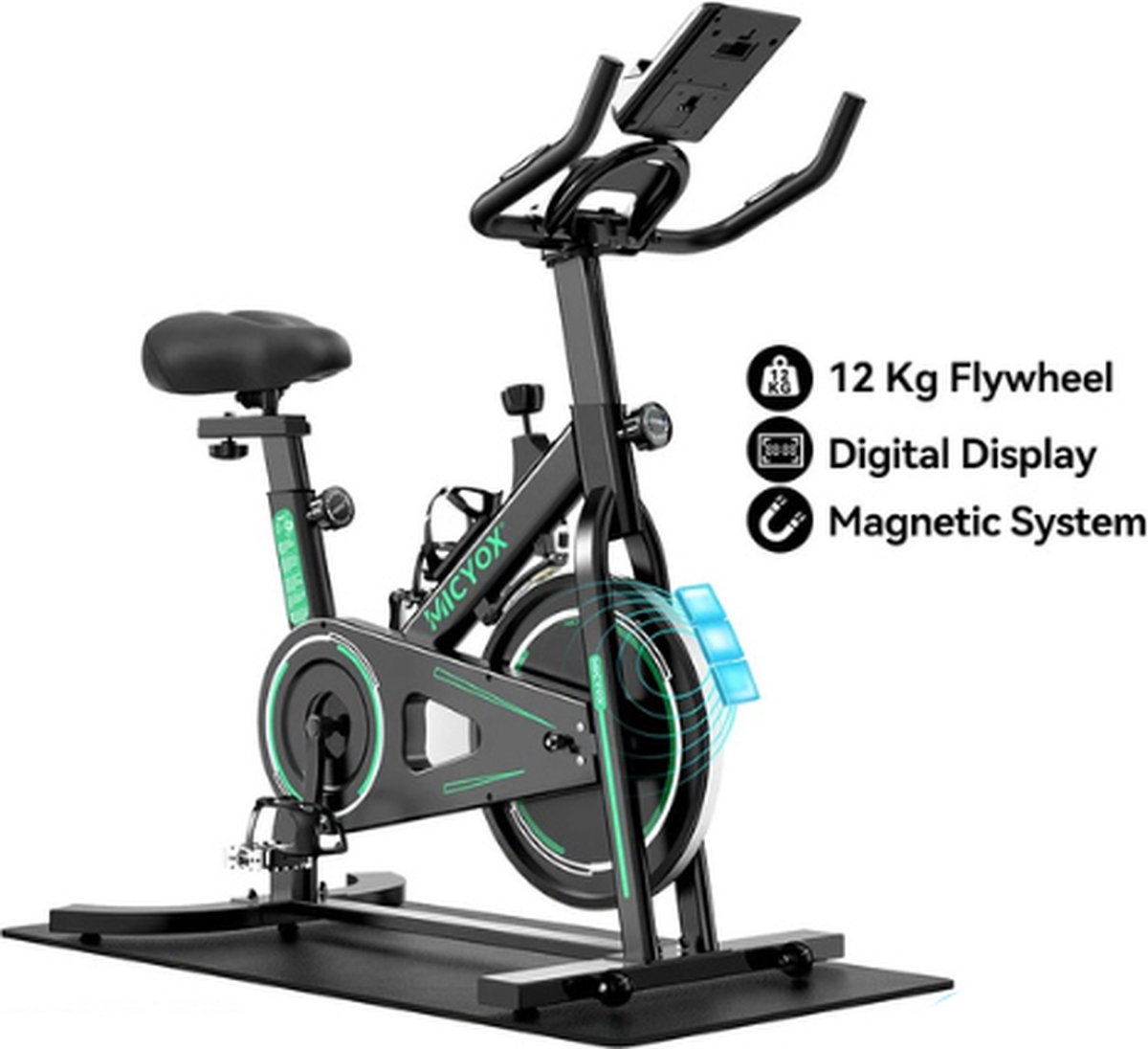 De cardio bike Spinning Hometrainer met display in één oogopslag
