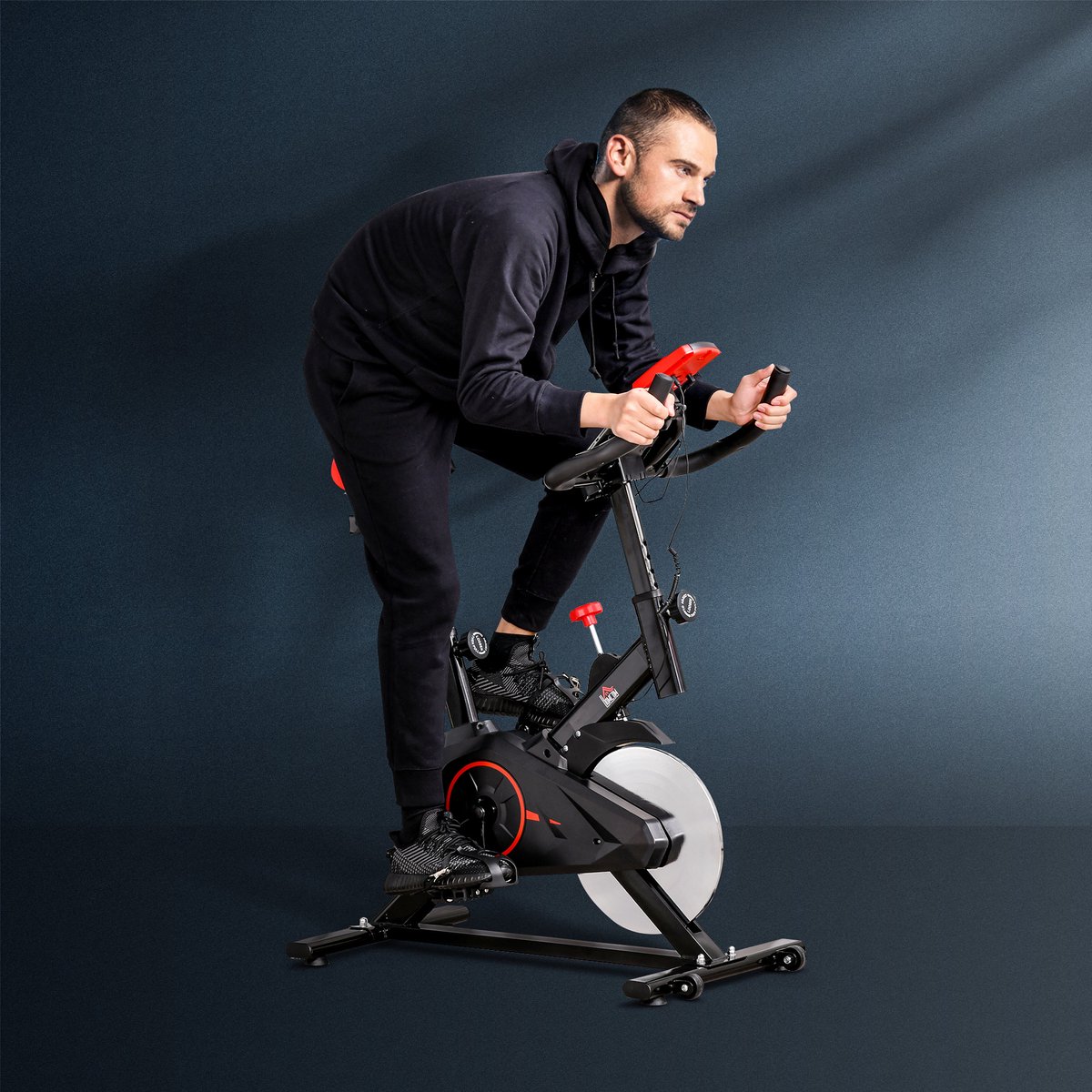 HOMCOM Fahrradtrainer Stahl Schwarz/Rot